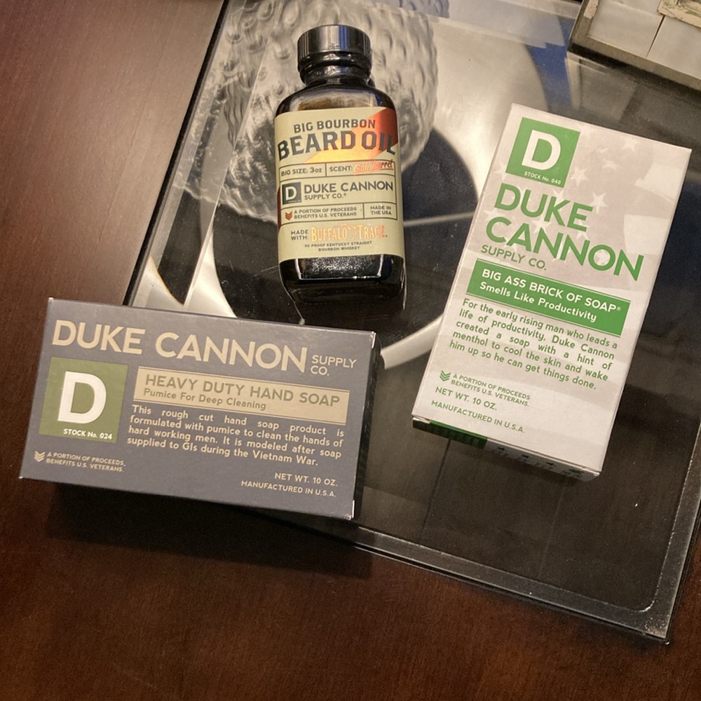 NWT! Unused! 3 piece Duke Cannon set. Old formulas. Beard Oil and 2 soaps.